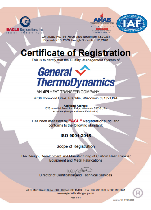 Franklin-Iron Ridge, WI ISO Certificate